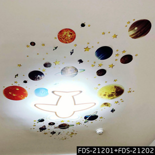 饰荧光贴画宇宙星球星星发光贴纸 夜光墙贴男孩儿童房间卧室布置装