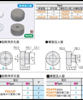 圆点衬垫PDKPK3PDCUP10PDATF3PDUPK20 内螺纹型弹簧定位销