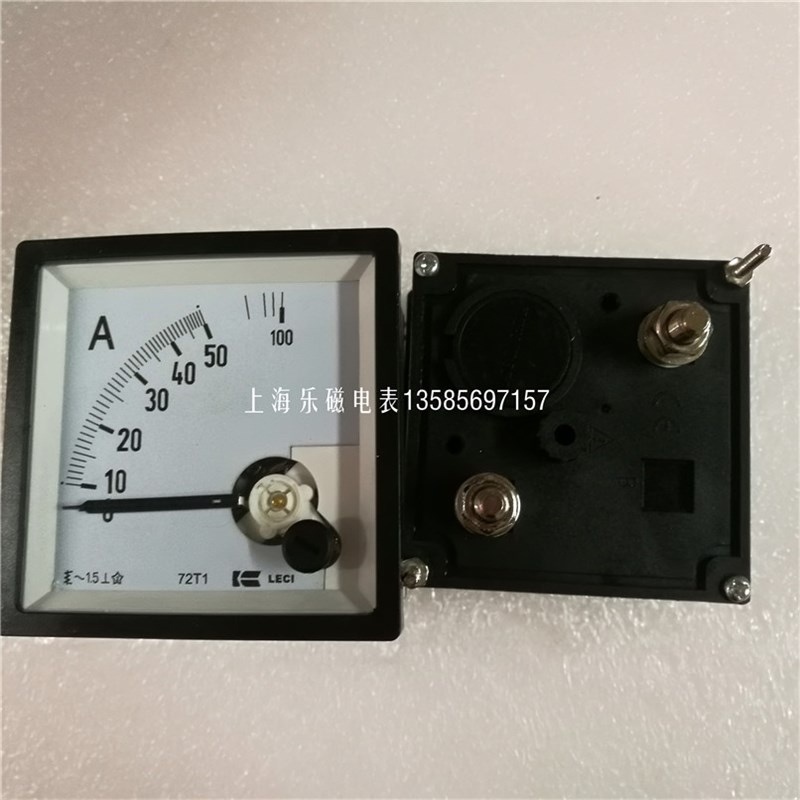 上海乐磁指针电流表直通表72T1-A 5/10/20/30/40/50A72*72 67*67