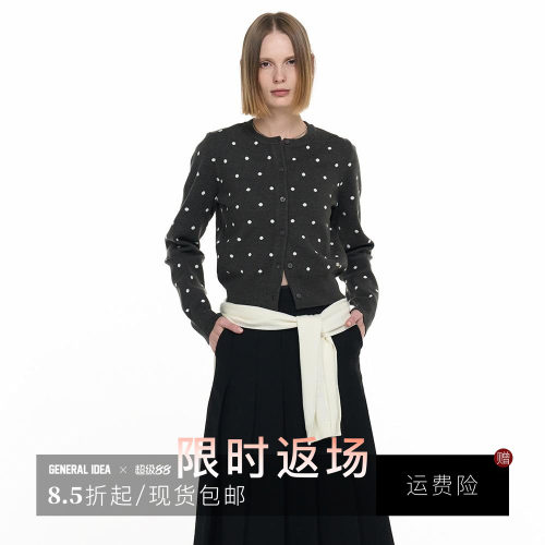 预复古波点百搭圆领针织开衫