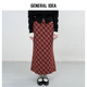 女春季 IDEA文艺复古菱形格纹半身裙休闲高腰长款 现 GENERAL