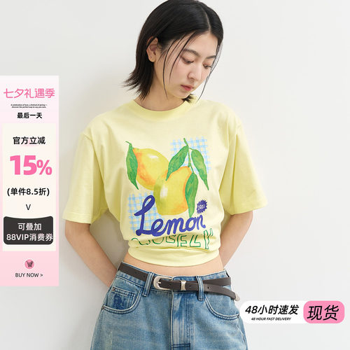General idea 韩国正品清爽宽松水果印花圆领短袖T恤女休闲夏