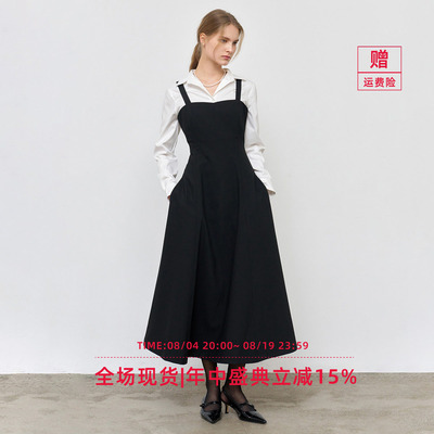 【折扣】General idea 韩国正品魅力曲线光泽喇叭无袖长裙5502