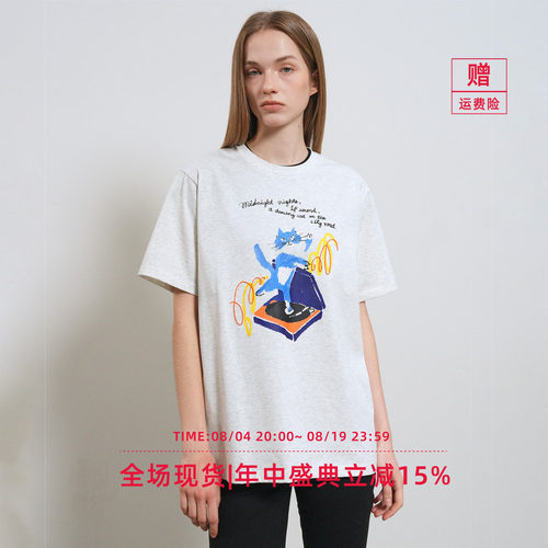 【现】General idea 韩国正品趣味涂鸦宽松休闲落肩女士短袖T恤