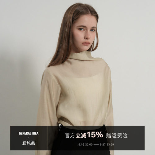 【现】GENERAL IDEA 韩国正品光泽围巾领高级感雅致长袖衬衫