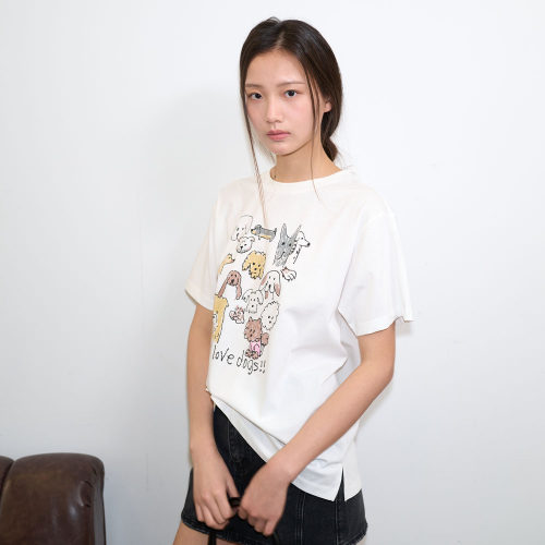 【蔡依林同款】General idea春季狗狗派对印花短袖T恤宽松休闲女