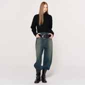 现 General idea复古水洗弯刀牛仔裤 长裤 宽松舒适棉弹牛仔布女