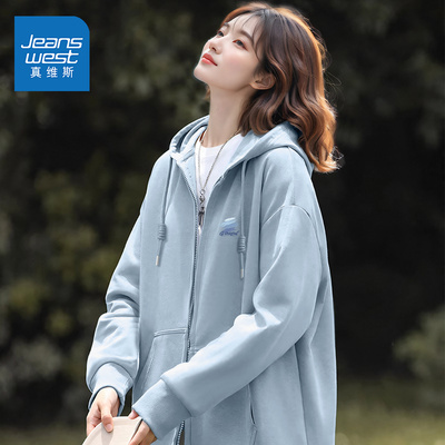 真维斯女春秋季新款连帽卫衣外套