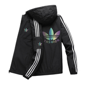 兰瑟姆三叶草2024秋季 连帽冲锋衣外套男女三条杠休闲夹克运动风衣