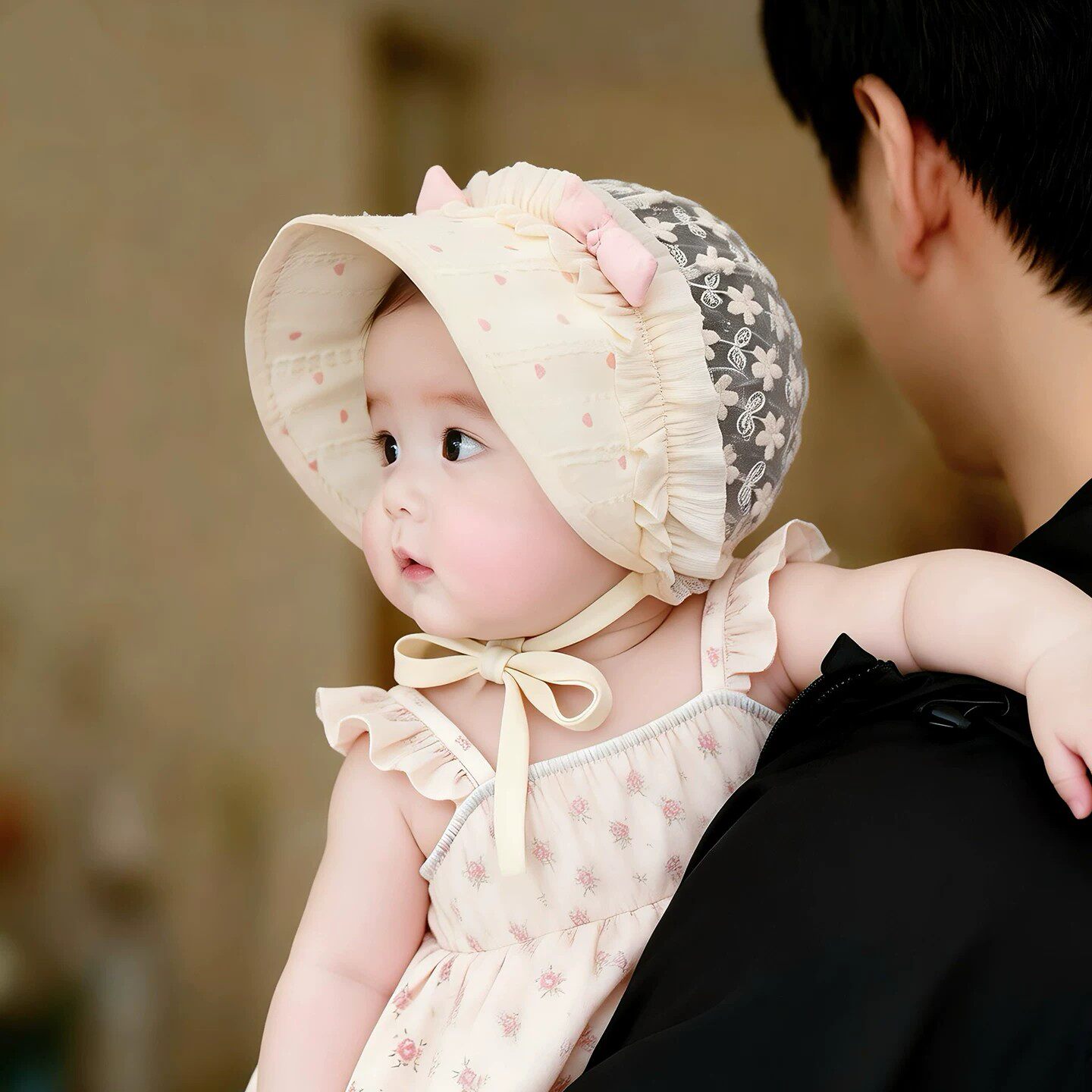 婴幼儿帽子夏季薄款遮阳防晒护囟门公主胎帽女宝小月龄夏天宫廷帽