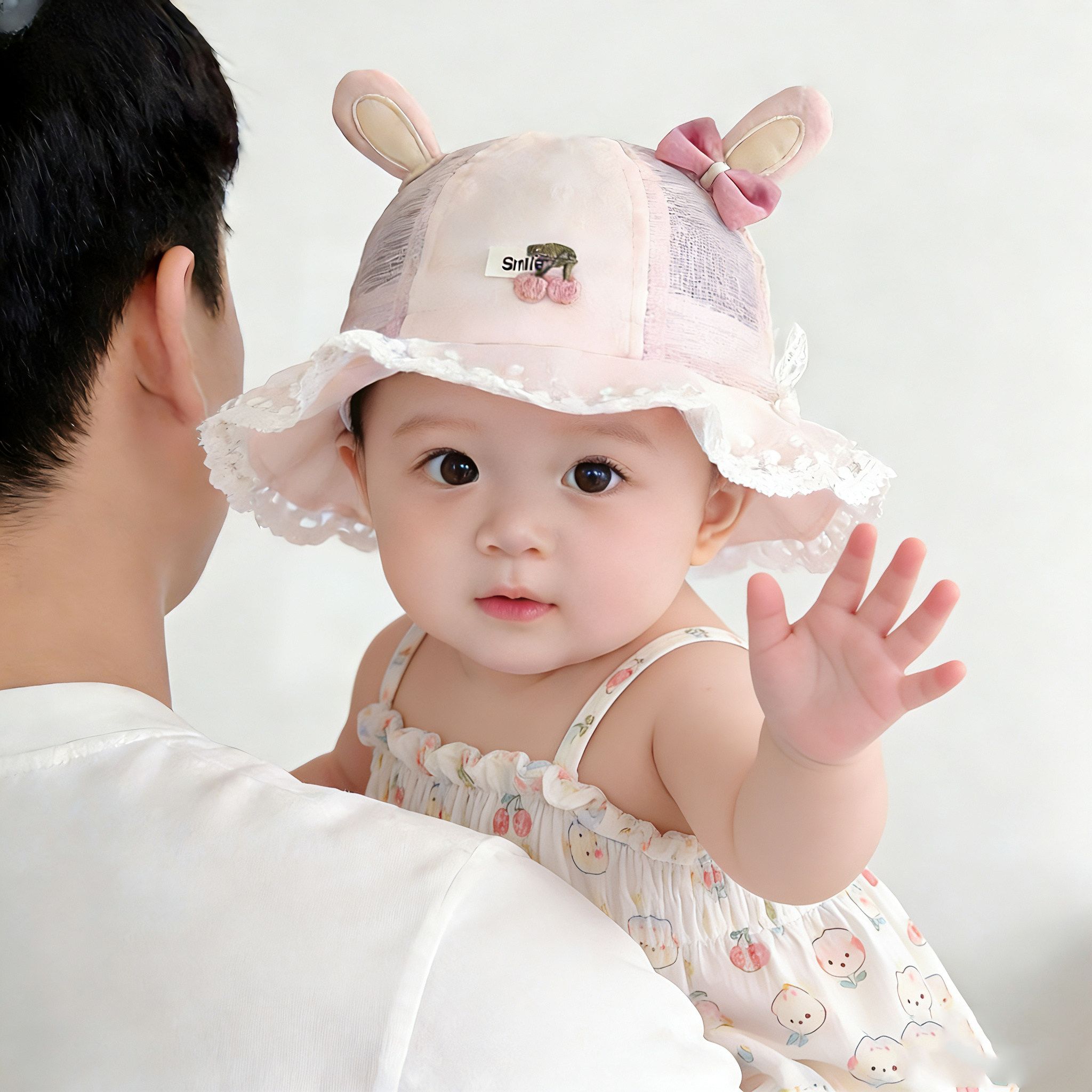 夏季婴儿帽子春秋季薄款韩版蕾丝公主帽女宝宝遮阳防晒小月龄盆帽
