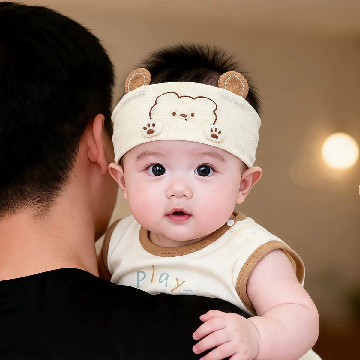 婴儿帽子夏季薄款男宝宝可爱满月囟门帽婴幼儿新生儿发带卡通胎帽