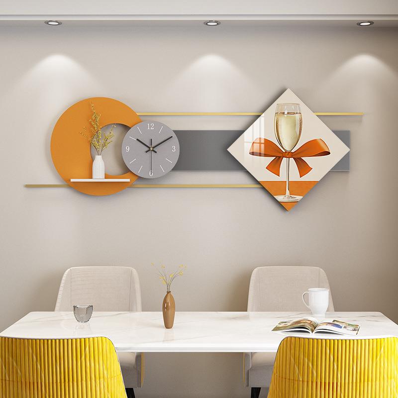 创意大款壁挂立体组合挂表装饰画餐厅墙面装饰晶瓷画壁饰置物架图片