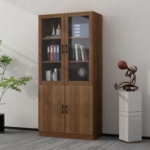 实木书柜书架组合客厅储物柜子玻璃门书橱书房多功能文件柜储物柜