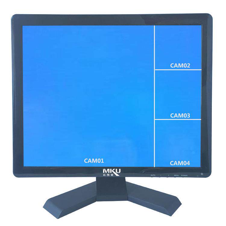 高清内置DVR分割器4画面监控监视器15寸17寸19寸液晶监视器显示屏