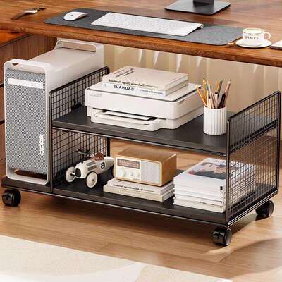 台式电脑主机托架打印机置物架家用办公通用带轮多层落地机箱底座