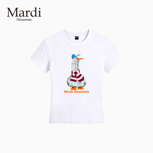 官方授权 Mardi Mountain韩国正品 凉感修身小领口正肩短袖T恤