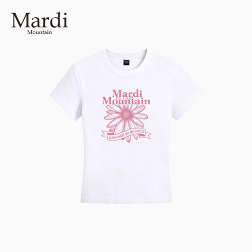 官方授权 Mardi Mountain韩国正品 凉感修身小领口正肩短袖T恤