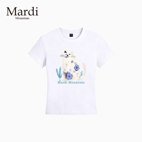 官方授权 Mardi Mountain韩国正品 凉感修身小领口正肩短袖T恤