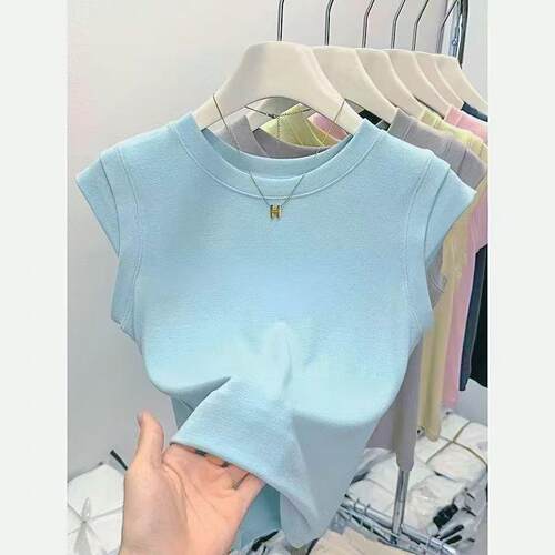 Women'S Solid Color Crewneck Fitted Tank , Casual, Fashion
