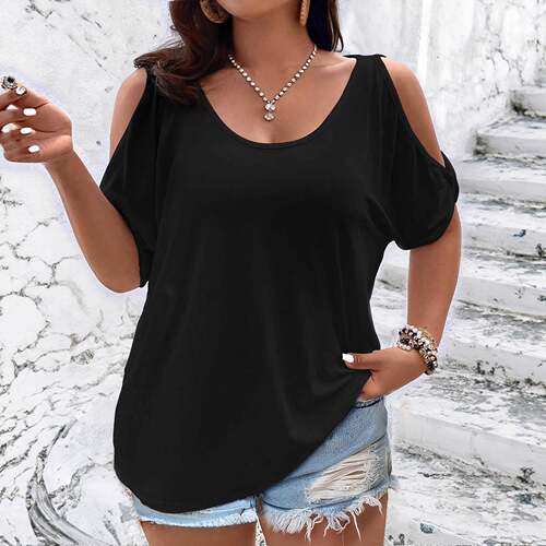 Womens V-Neck T-Shirt Off Shoulder Tunic Off Shoulder Tops