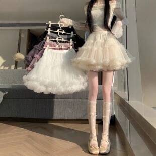 Korean High-End Blue Ballet Short Mesh Cake Skirt, Summer Ne