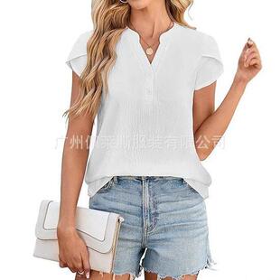Womens Dressy Casual Henley Tops 2026 Summer V Neck Business