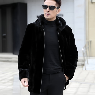 2025进口真貂毛外套男士整貂皮真貂皮皮草真皮水貂毛大衣貂绒海宁