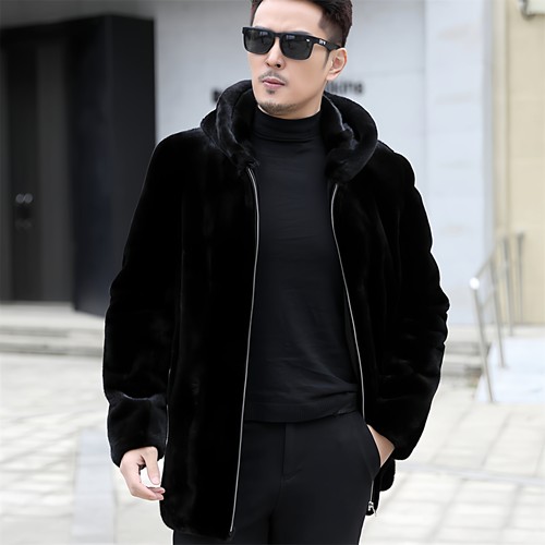 2025进口真貂毛外套男士整貂皮真貂皮皮草真皮水貂毛大衣貂绒海宁