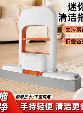 迷你拖把家用擦地拖地两用干湿两用吸水海绵拖把卫生间去污多功能