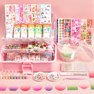 diy奶油胶咕卡圆盘估卡贴纸套装 餐手工全套材料包镭射咕咔盘手账