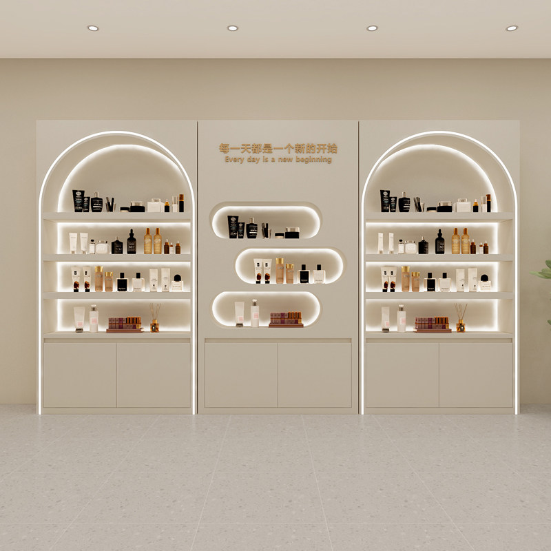 化妆品美容院产品柜展示柜烤漆理发店柜定制直播间柜鞋子包包展柜