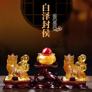 淘运灵阁白泽封侯宝懿琉璃摆件属蛇2026马年吉祥物生肖蛇摆饰礼物