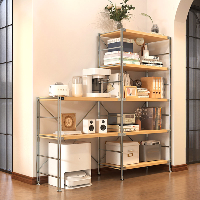 家用日式置物架落地客厅多层收纳架厨房阳台储物书柜小货架展示架
