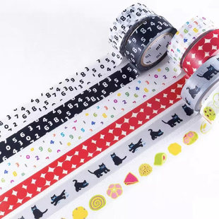 整卷日本 MT sousou和纸胶带箔押数字红圈圈菓子花鸟花开彩色猫咪