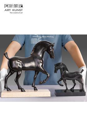 阿斯蒙迪达芬奇Da Vinci马青铜雕塑艺术品马摆件欧式收藏艺术品