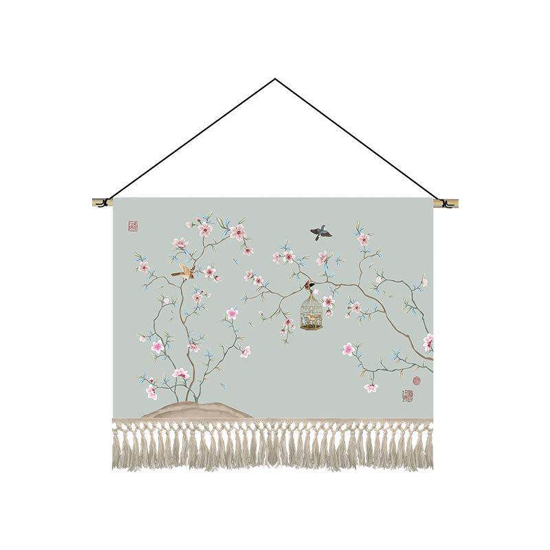 新中式轻奢花鸟挂毯布艺画卧室装饰画茶楼走廊壁画挂画遮挡布客厅,居家布艺,挂毯/壁毯,淘宝优惠券,粉丝福利购,淘宝优惠卷