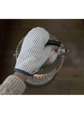 朴房 加厚好看的棉麻微波炉手套 烤箱隔热垫  防烫手套 烘焙 单只