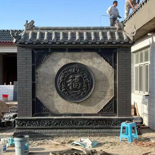 仿古建水泥福字砖雕影壁墙面装饰外墙浮雕墙上挂件照壁福字迎门墙