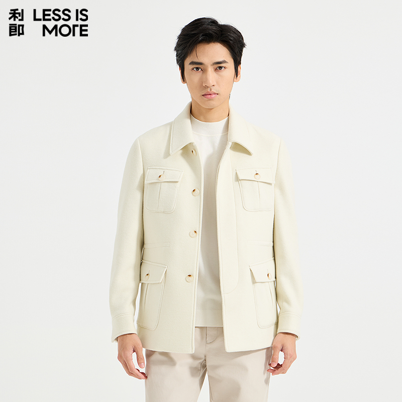 【商场同款】利郎奥莱毛呢外套2025青年商务冬季新款休闲保暖大衣