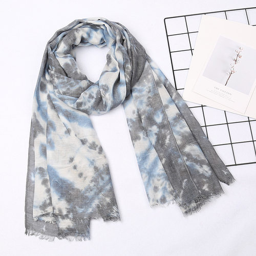 扎染棉麻围巾春夏新款TR民族风条纹旅游防晒纱巾外贸沙滩披肩长巾