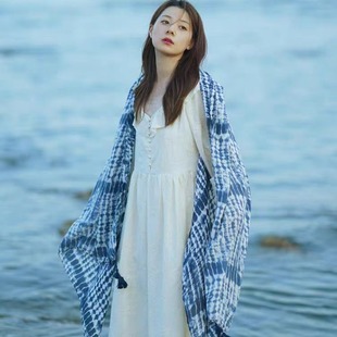 云南大理原创扎染大披肩围巾民族风小众文艺森女保暖防晒度假披风