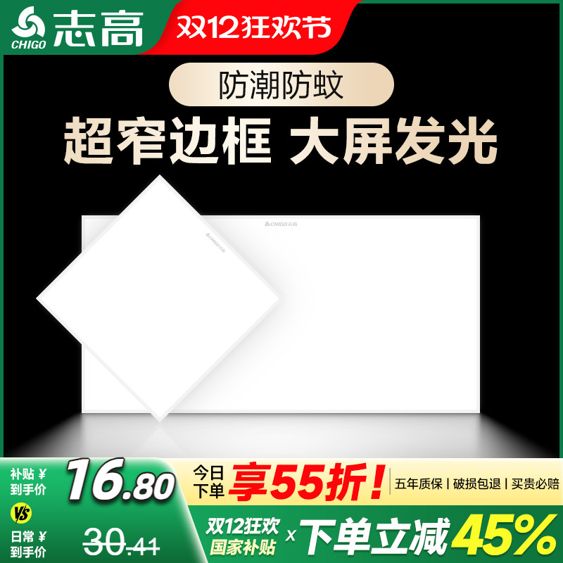 志高高亮光源超窄边框集成吊顶灯