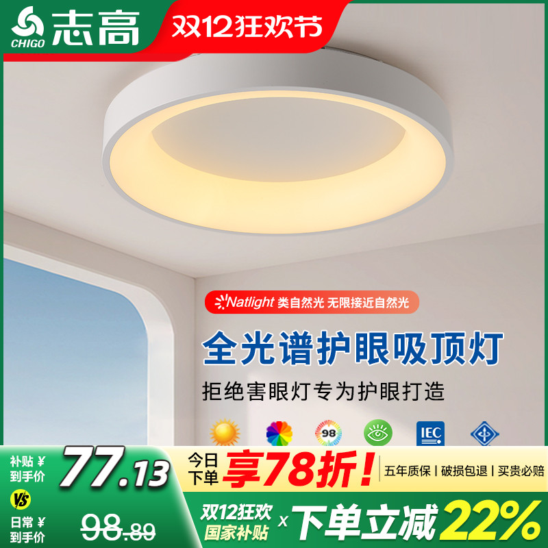 志高led简约卧室全光谱卧室灯