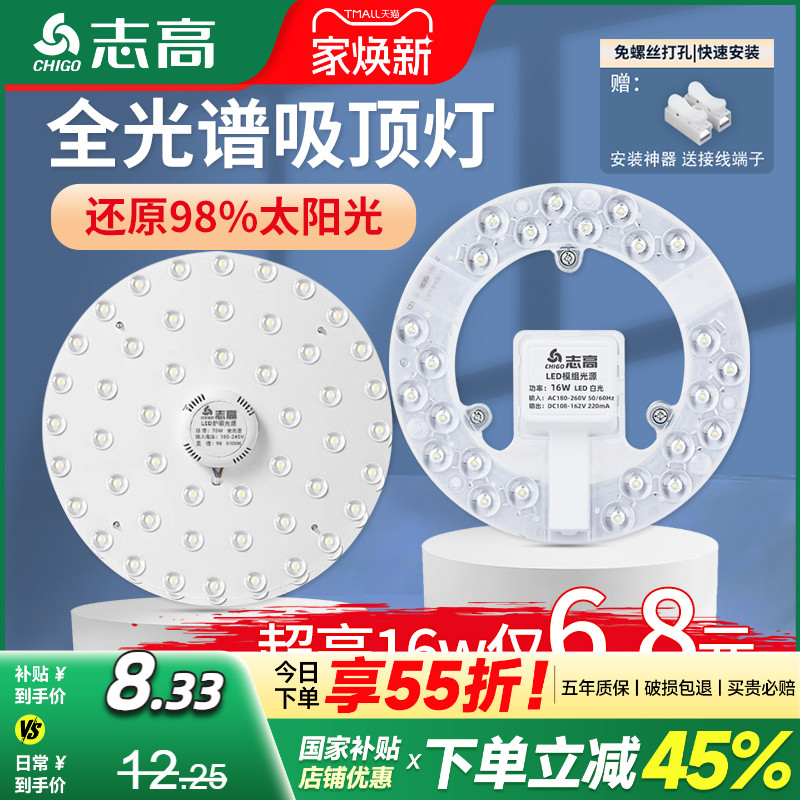 志高全光谱护眼led灯盘替换光源