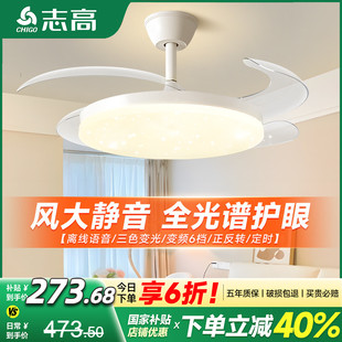 风扇灯2025新款 客厅餐厅家用房间一体吊扇灯全光谱隐形静音电扇灯