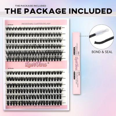 Eyelashes 240 PCS Clusters Lash Bond and Seal Makeup tools D