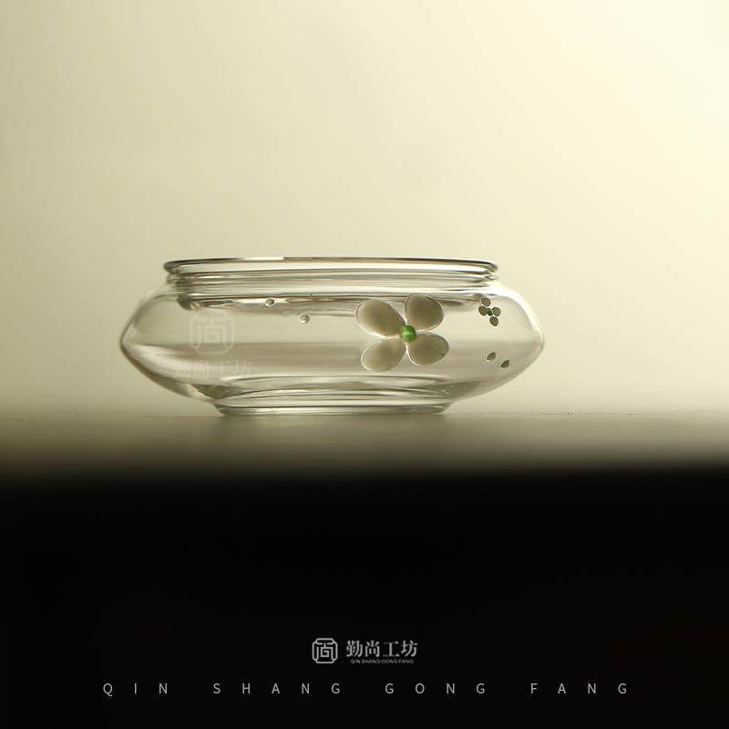 花屿高硼硅玻璃蓄水壶承干泡台日式茶具小清新茶壶托盘蓄水茶盘