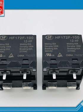HF172F-100-6/9/12/24-HF一组常开4脚100A800VAC宏发太阳能继电器