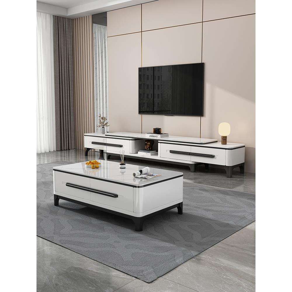 岩板茶几电视柜组合现代简约客厅可伸缩小户型家用意式轻奢